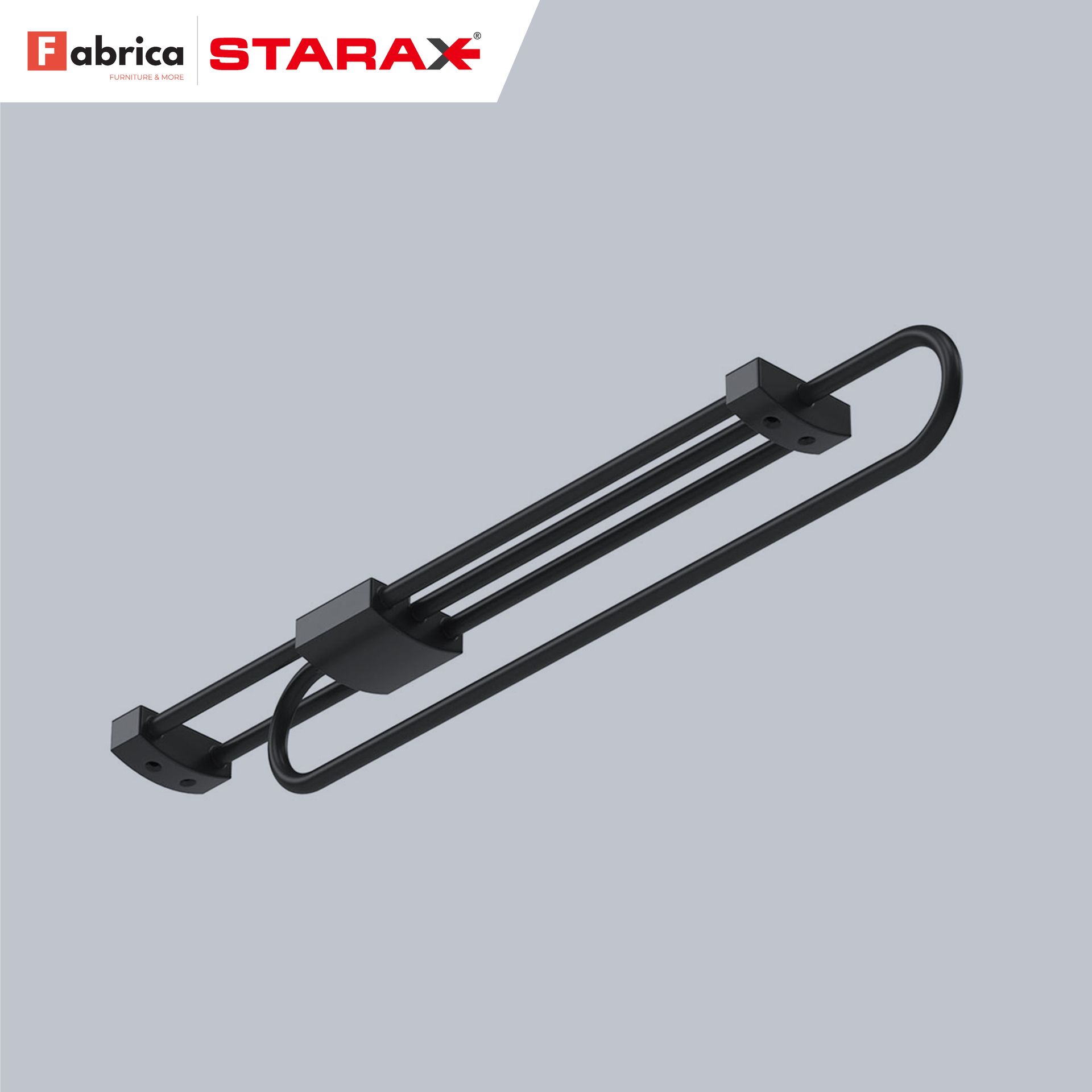 A picture of a starax clothes rack on a gray background.