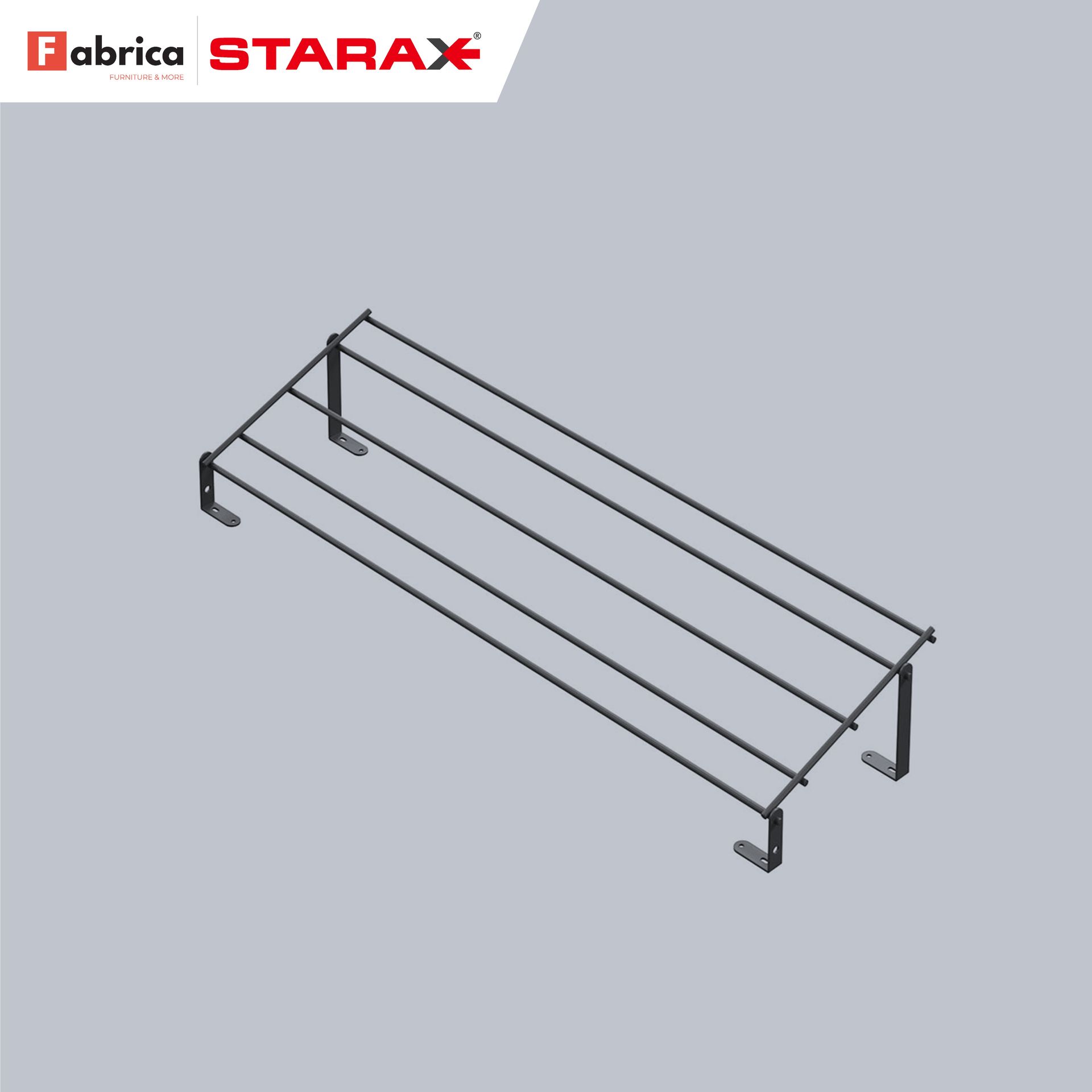 A 3d model of a starax shelf on a grey background