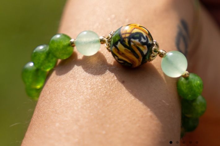 bracciale jebels , in ceramica fatto a mano , pietre naturali , fatto in sicilia