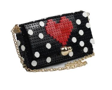 borse , bag and block, lego , fatti a mano , decoro cuore e pois