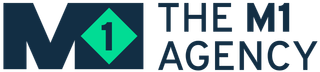 The M1 Agency logo in dark navy and teal with a green diamond &ldquo;1&rdquo; icon