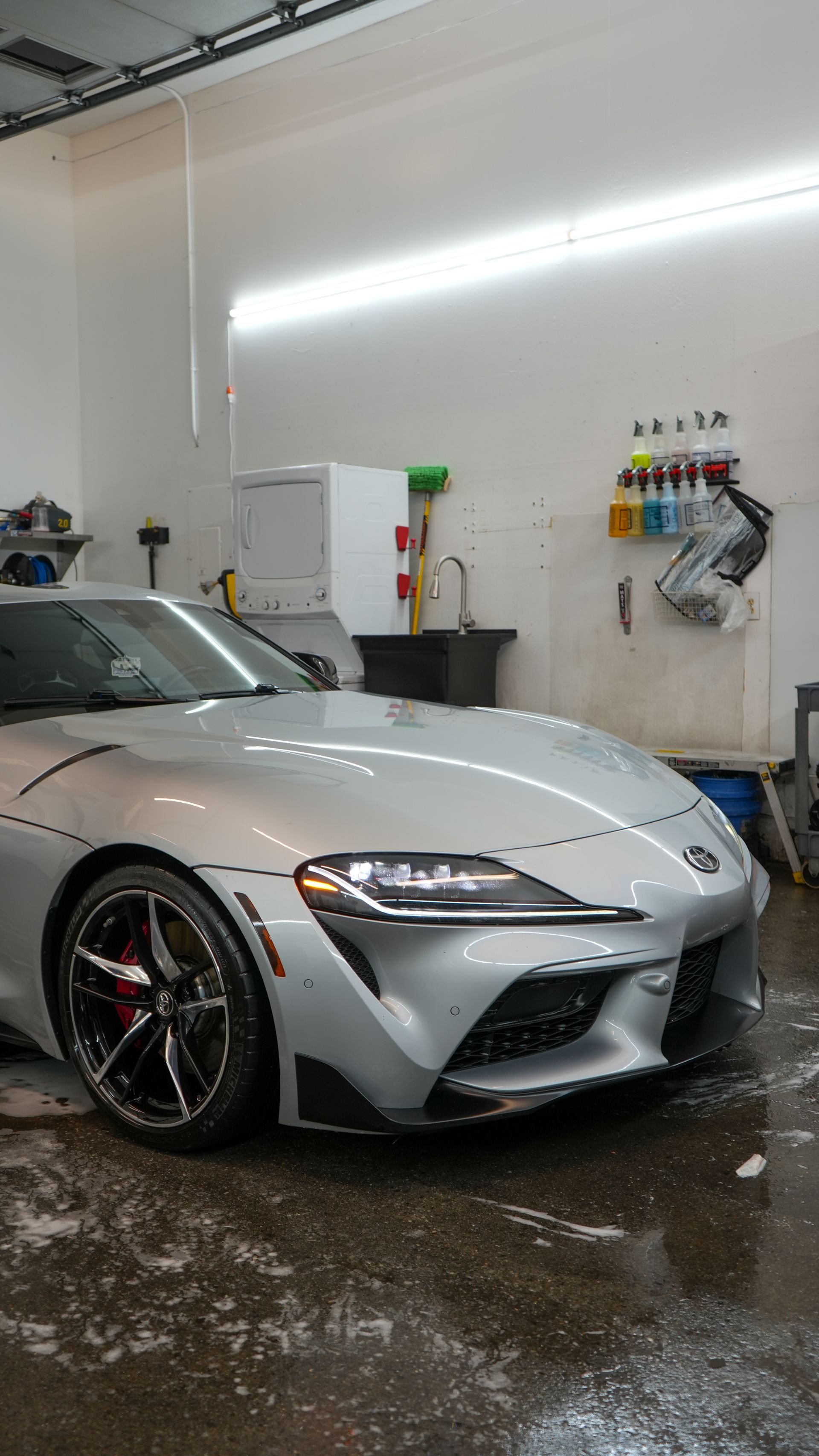 Silver Toyota Supra in the A1 Auto Detailing shop