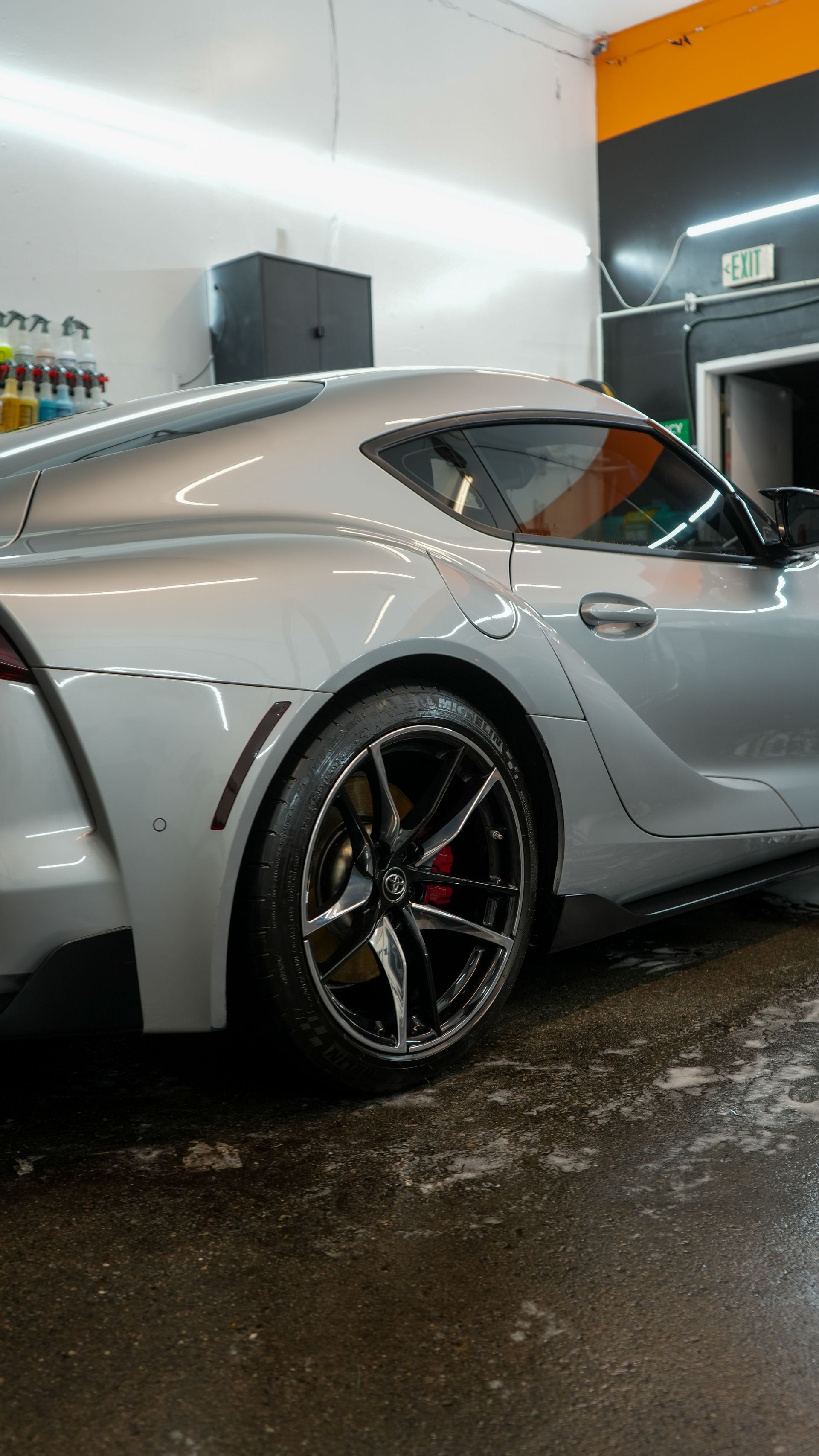 Silver Toyota Supra after a full detail