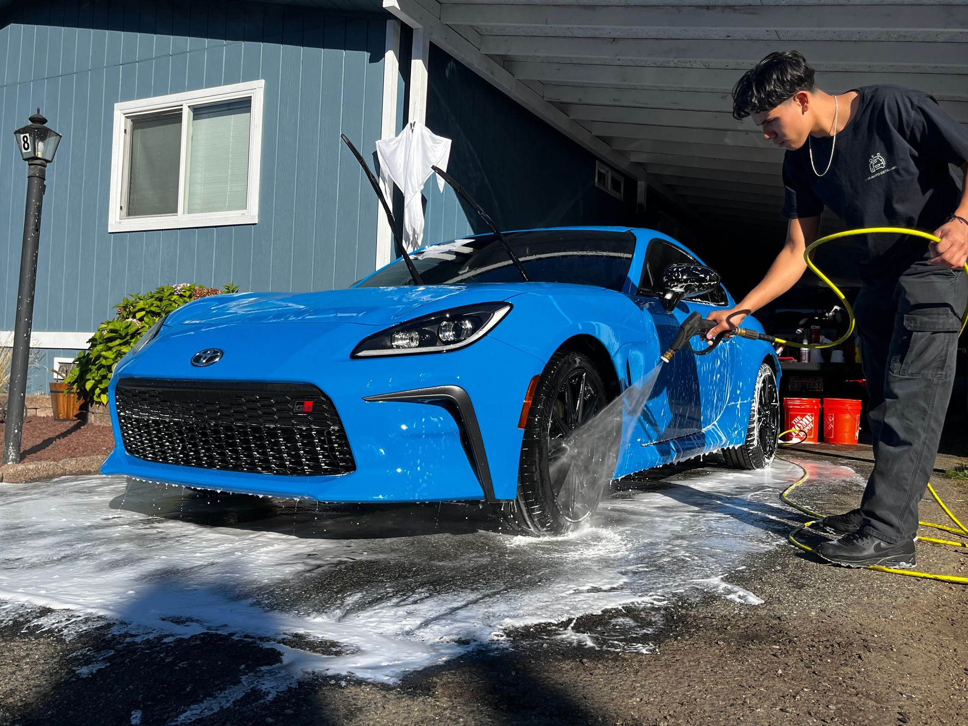 Detailed BMW M-series outside the A1 Auto Detailing shop