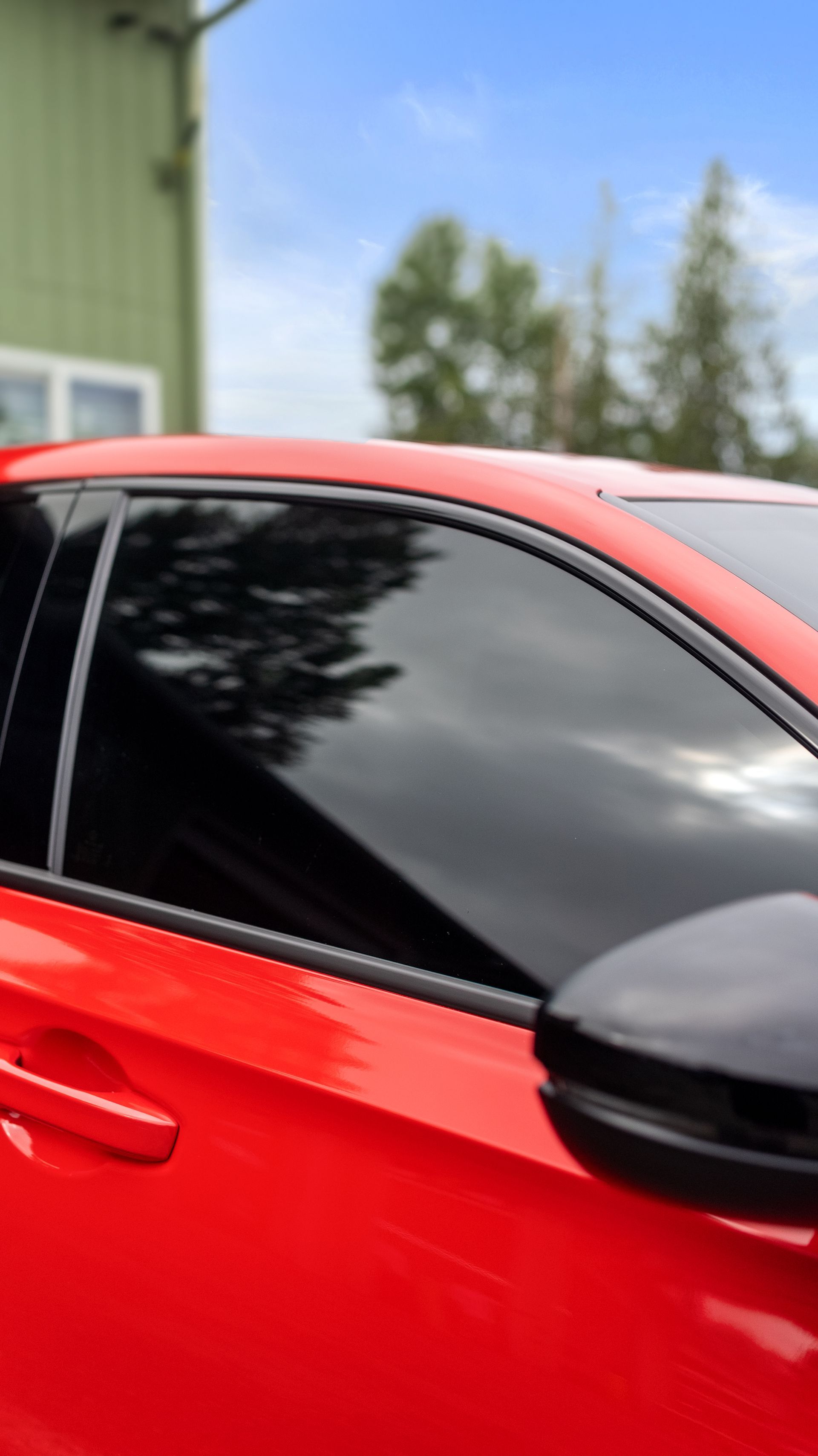 Tinted car window after installation