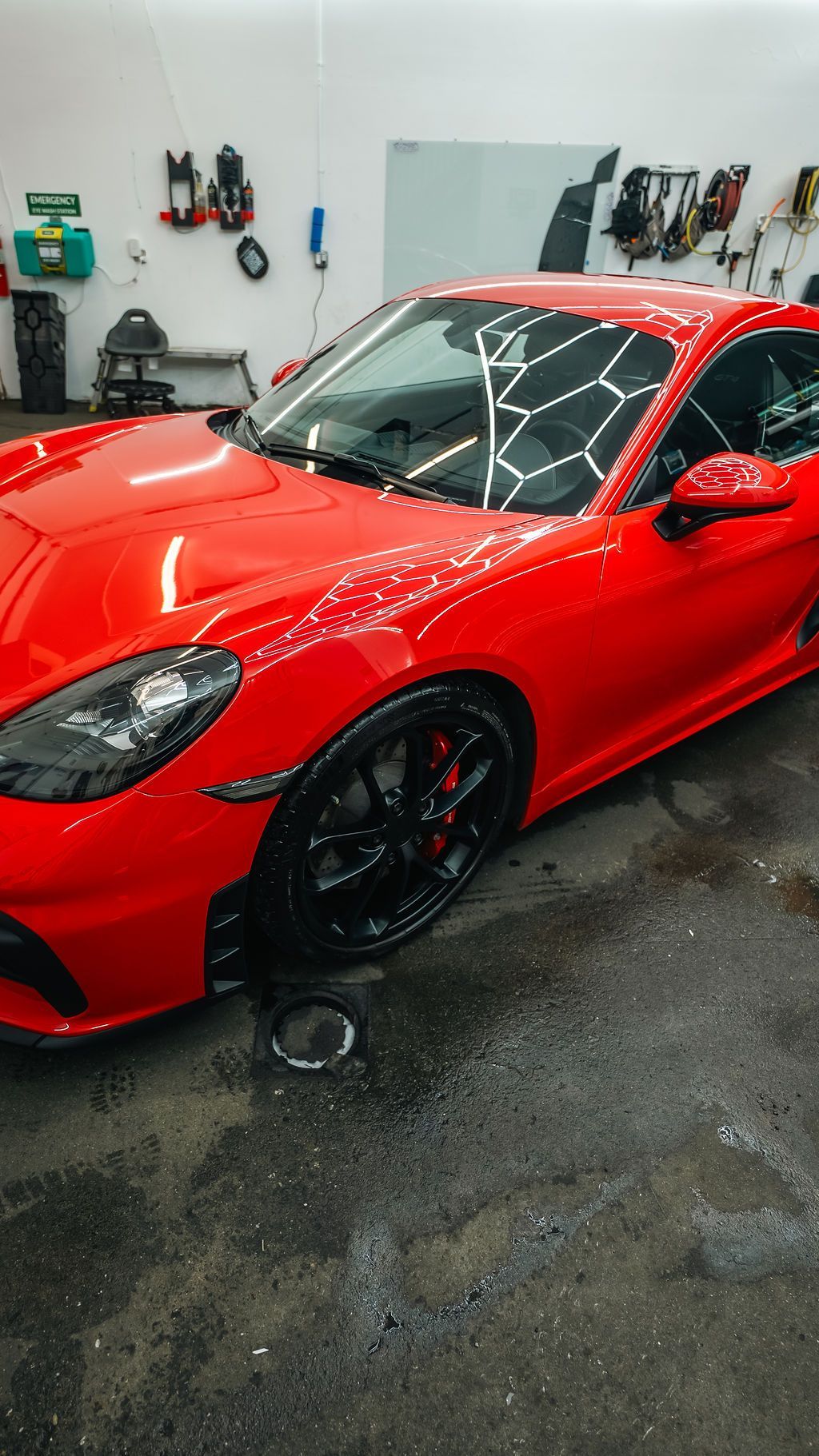 Paint protection film being applied to a customer vehicle