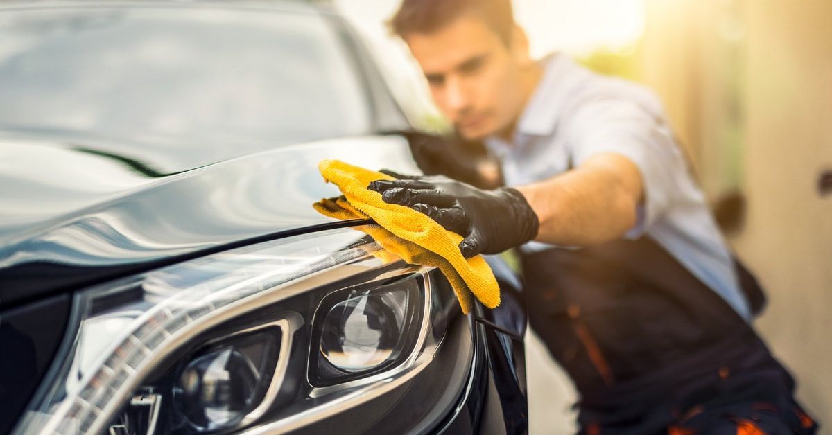 Full-service auto detail in progress on a customer vehicle