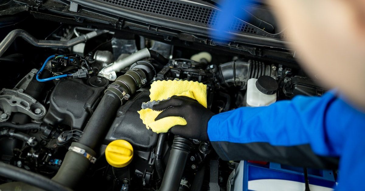 Clean detailed engine bay after professional cleaning