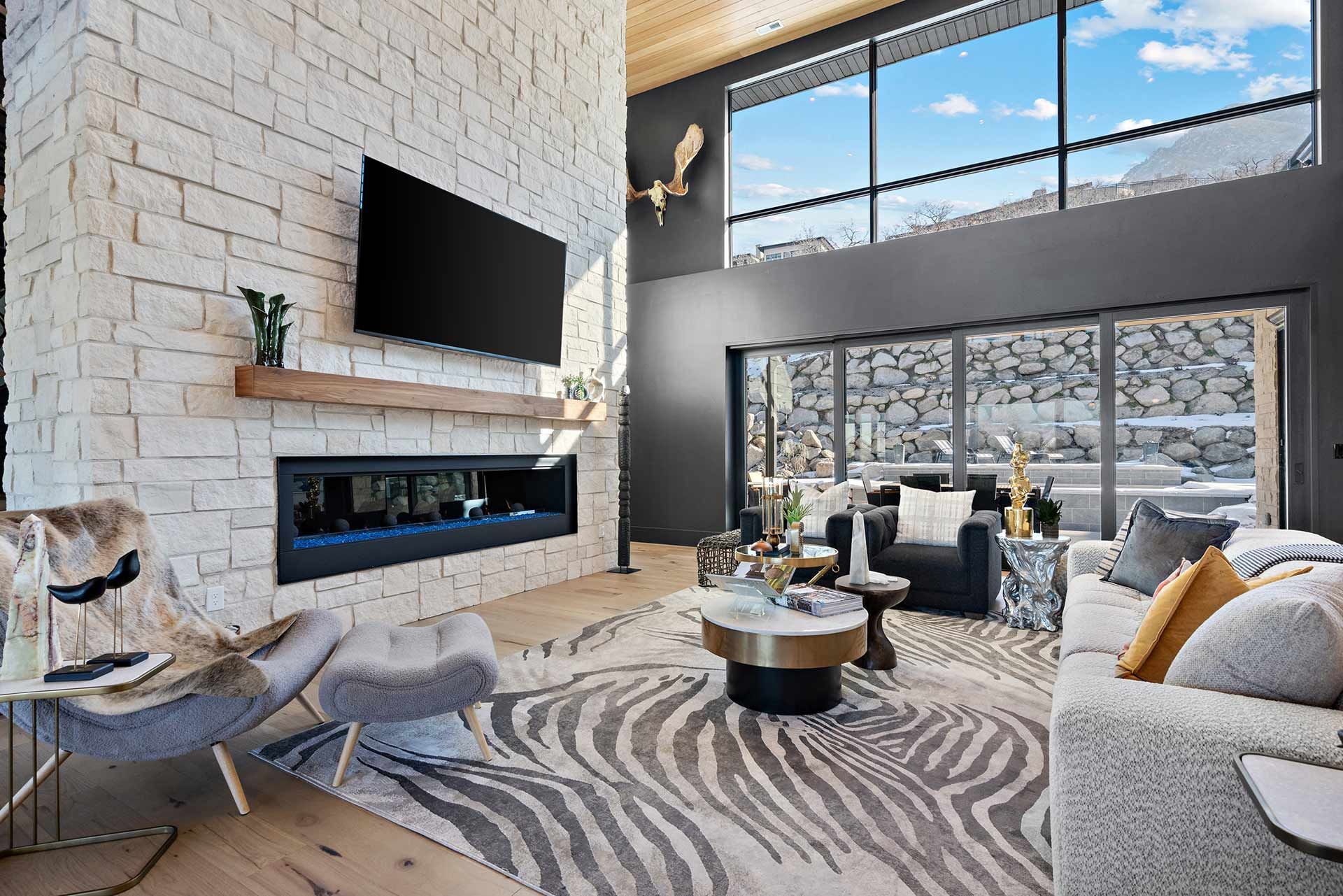 Living Room with a Fireplace