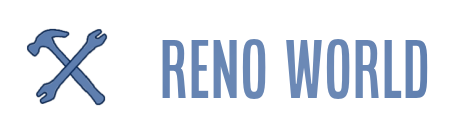 RenoWorld word logo with hammer and wrench icon