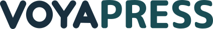 VOYAPRESS logo in dark blue and teal text on a white background