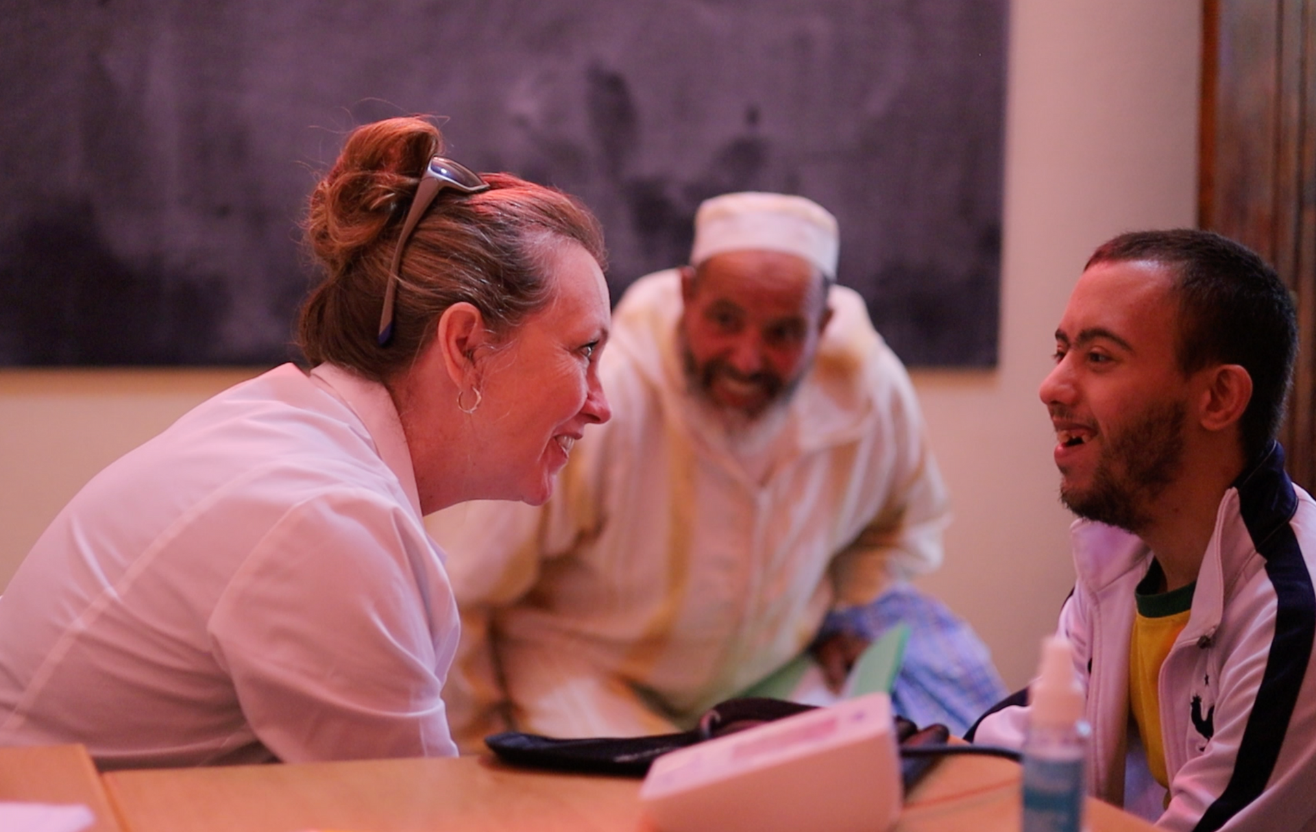 Moroccan father and son and American doctor