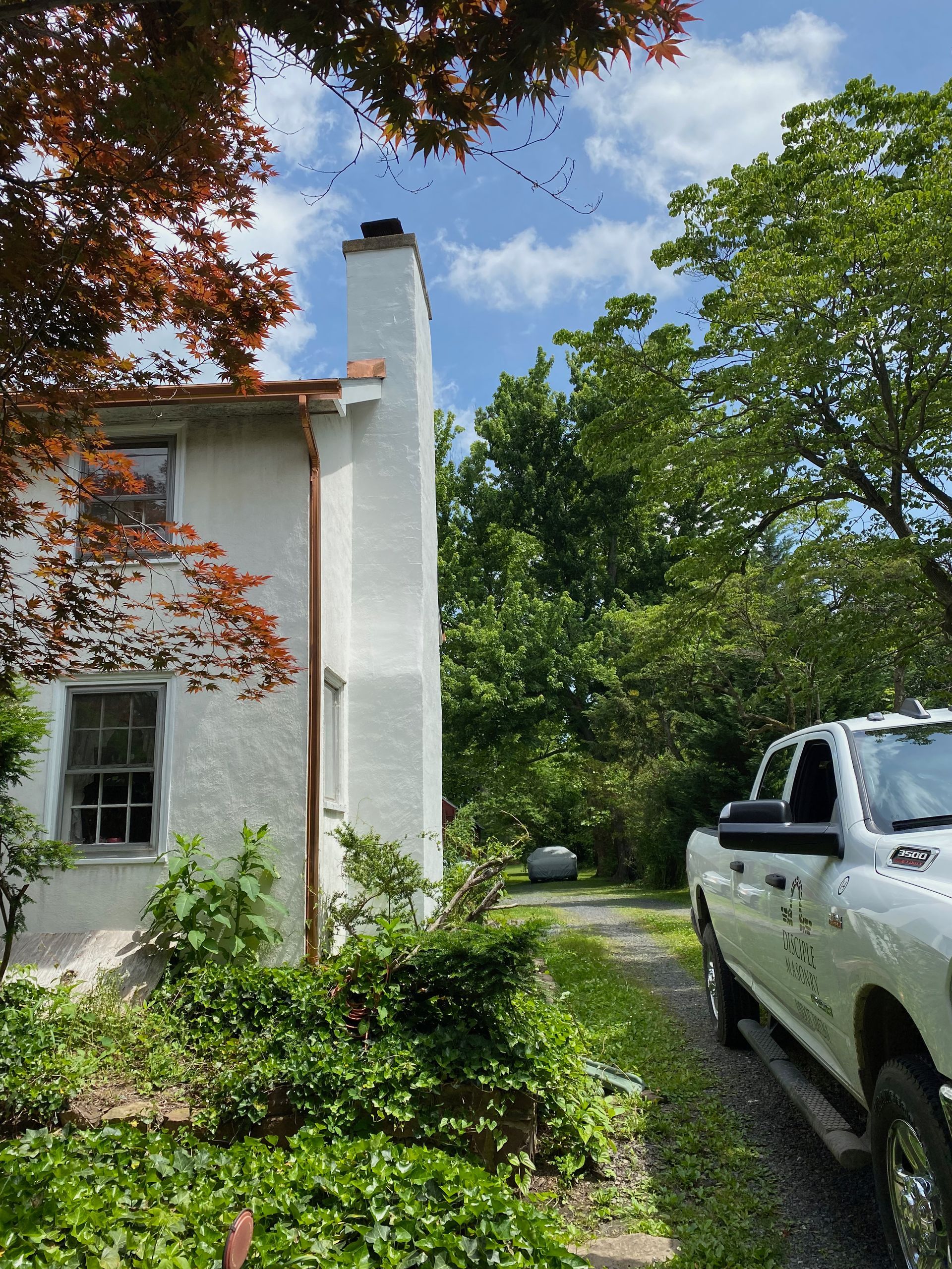 White Stucco House and Chimney