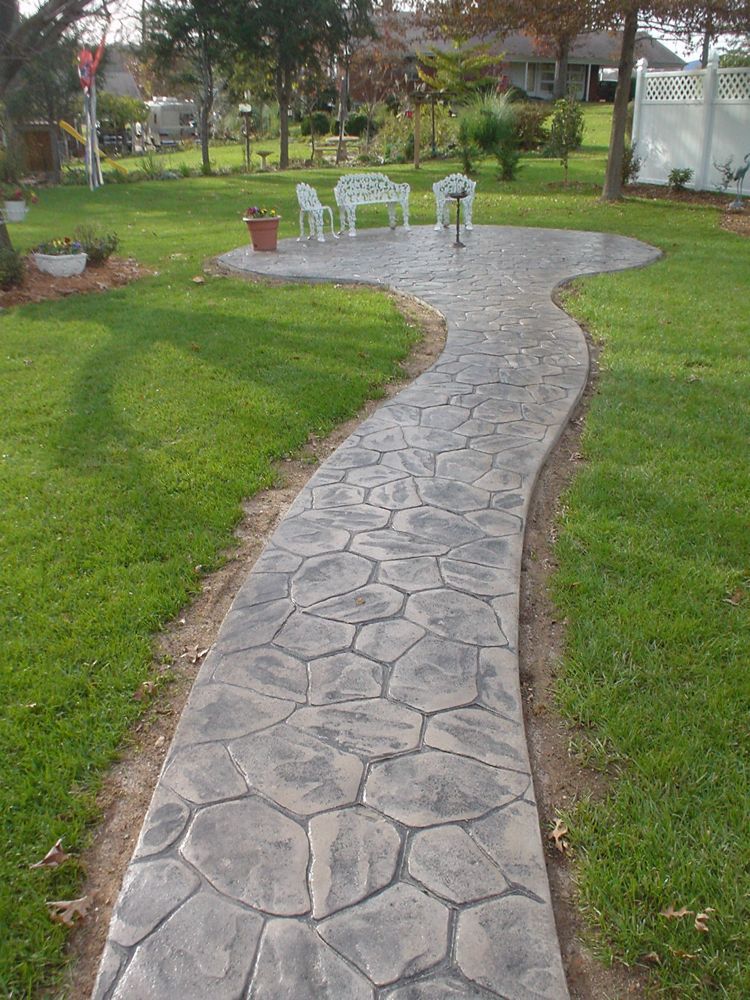 Stamped Concrete Walkway and Patio
