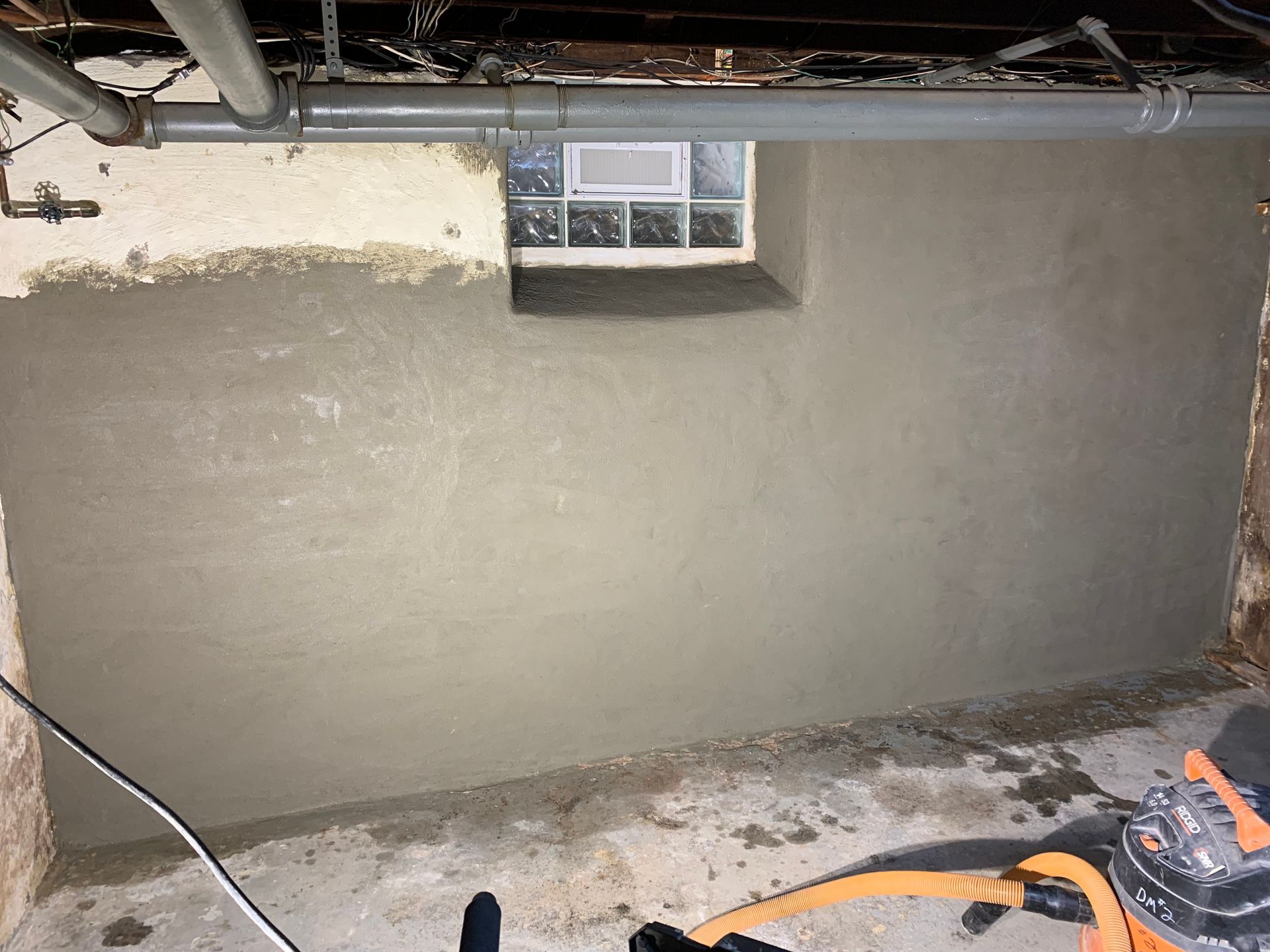 Basement Stucco Parging In-Progress