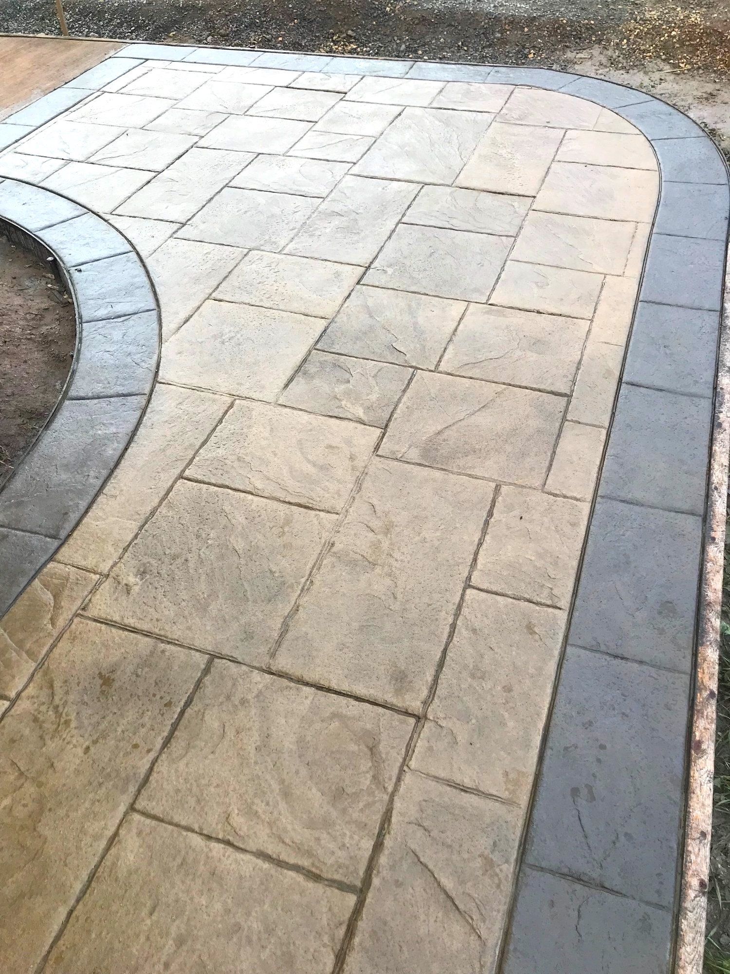 Beige and Gray Stamped Concrete