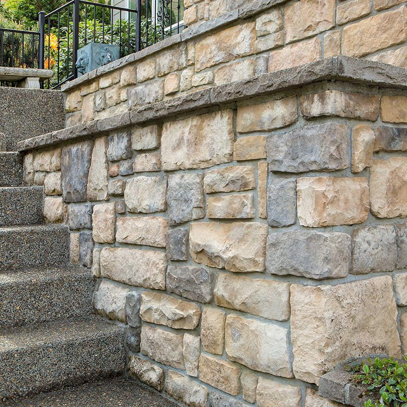 Stone Retaining Wall and Stairs