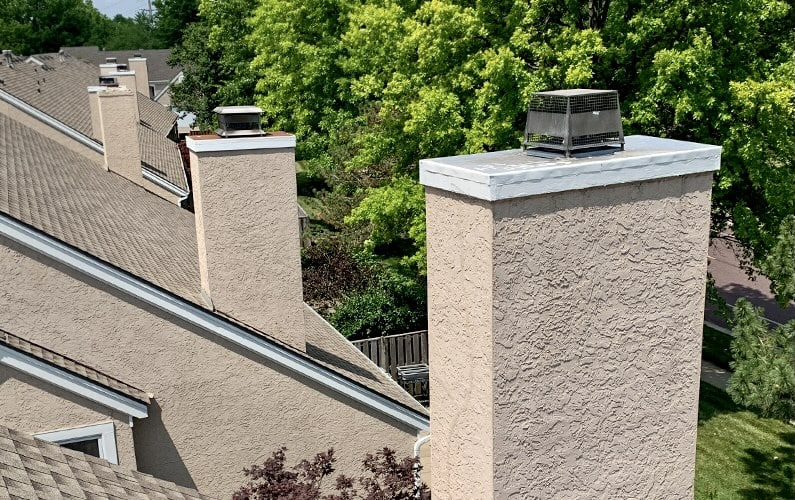 Beige Stucco Chimneys