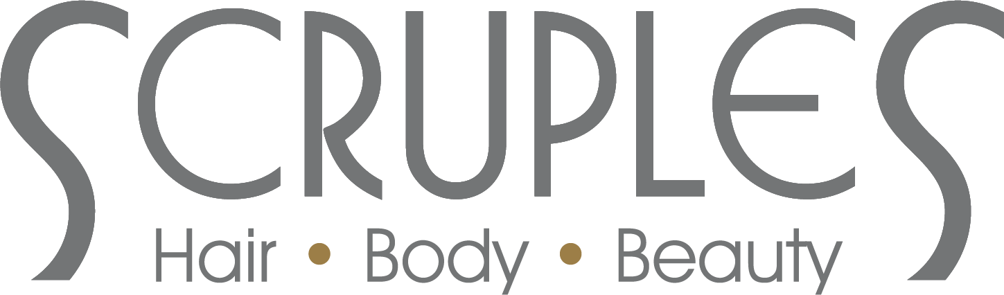 A logo for scruples hair , body , beauty.