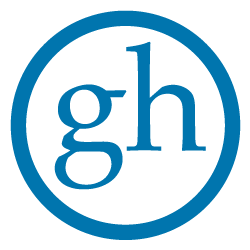 The letter gh is in a blue circle on a white background