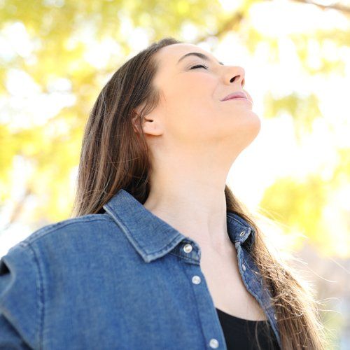 Woman Breathing Fresh Air Woman Breathing Fresh Air