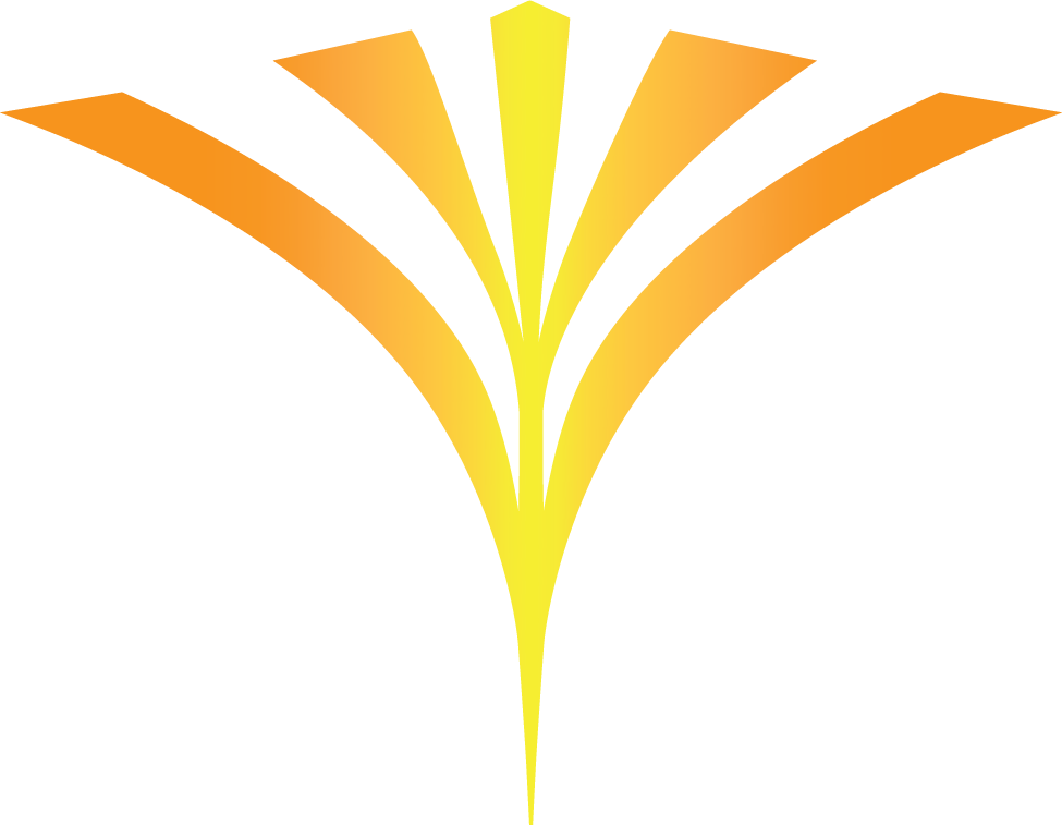 Abstract orange and yellow fan-shaped logo on a white background
