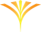 Abstract orange and yellow fan-shaped logo on a white background
