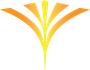 Abstract orange and yellow fan-shaped logo on a white background