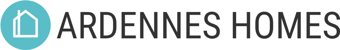 Logo for Ardennes Homes: blue circle with house icon and text 