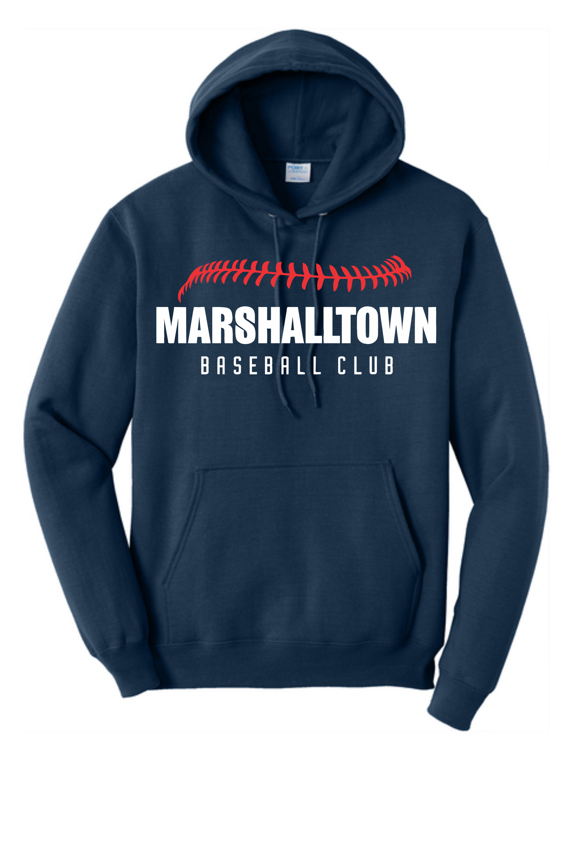 Navy blue hooded sweatshirt with 