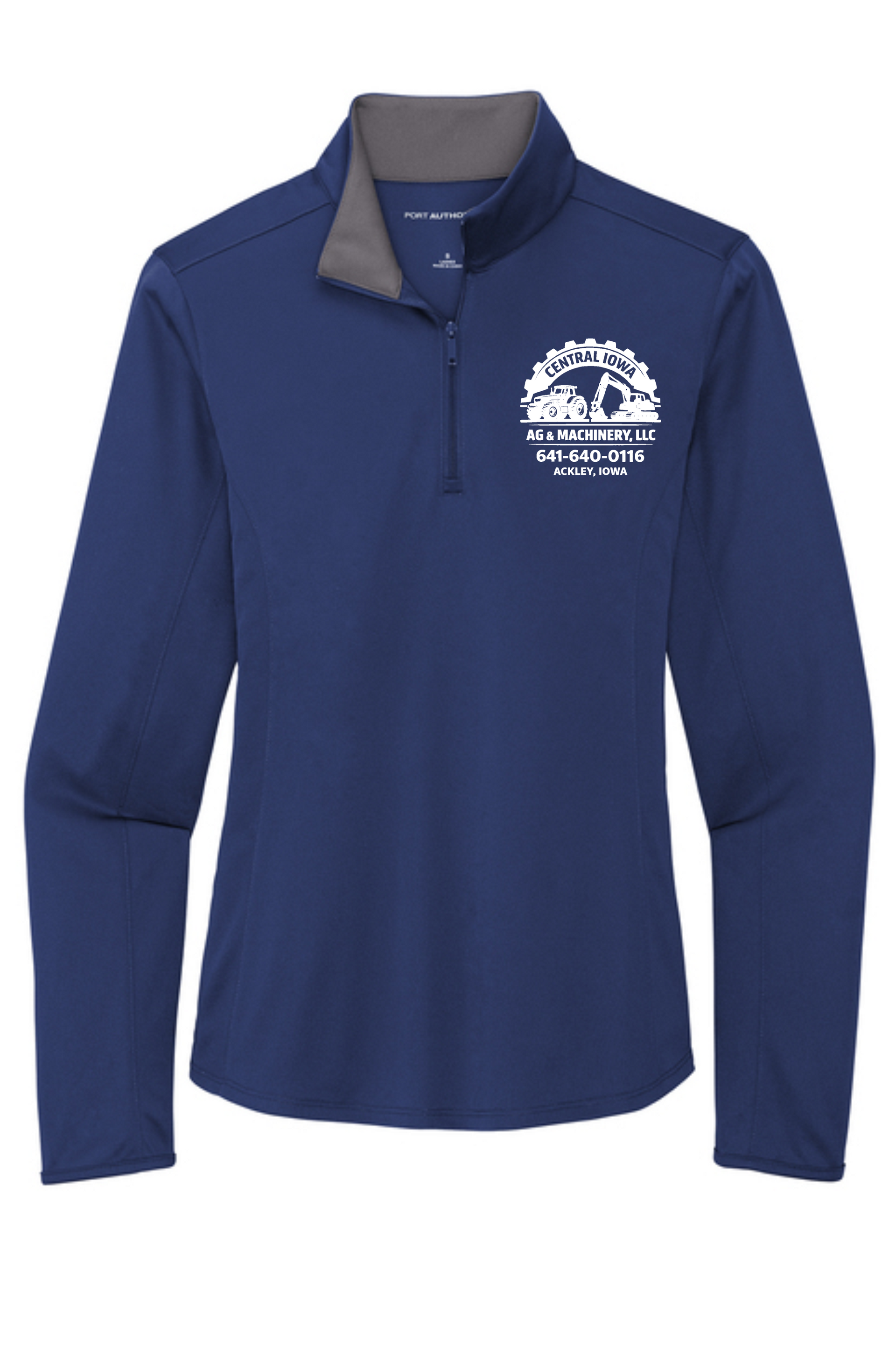 Women's Royal and Steel Grey Quarter zip 100% Polyester Double Knit