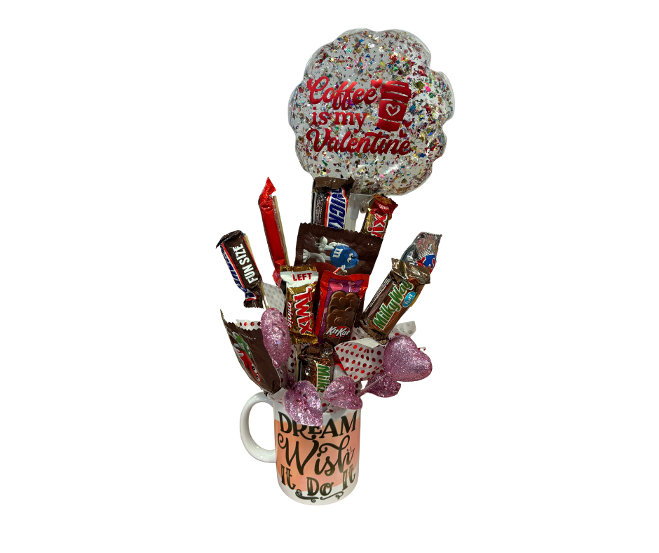 A Valentine’s gift bouquet featuring a 