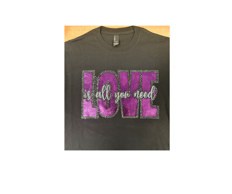 A black T-shirt with the word 