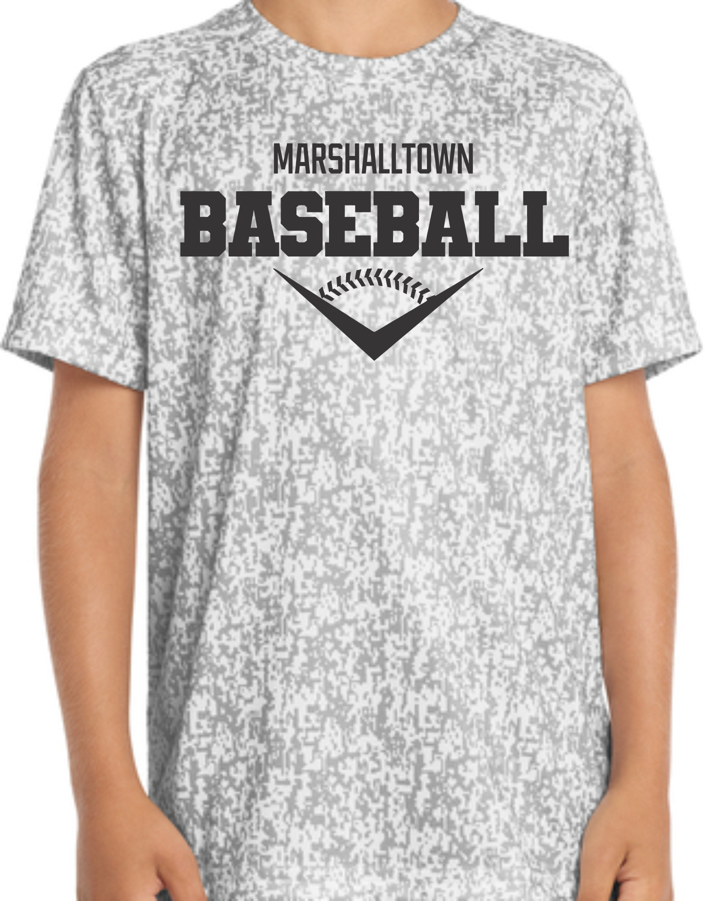 A grey digital camo t-shirt with 
