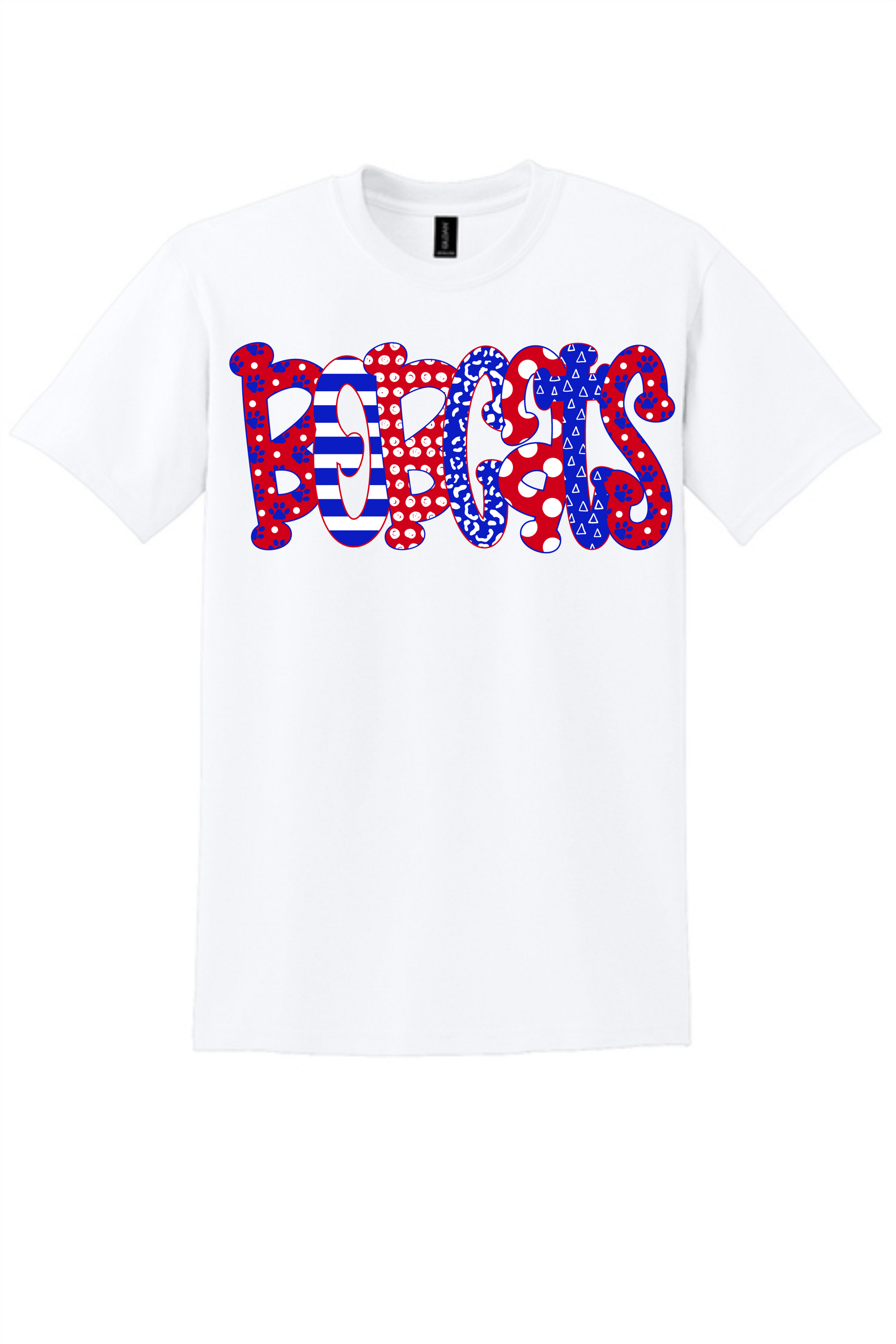 White t-shirt featuring the word 