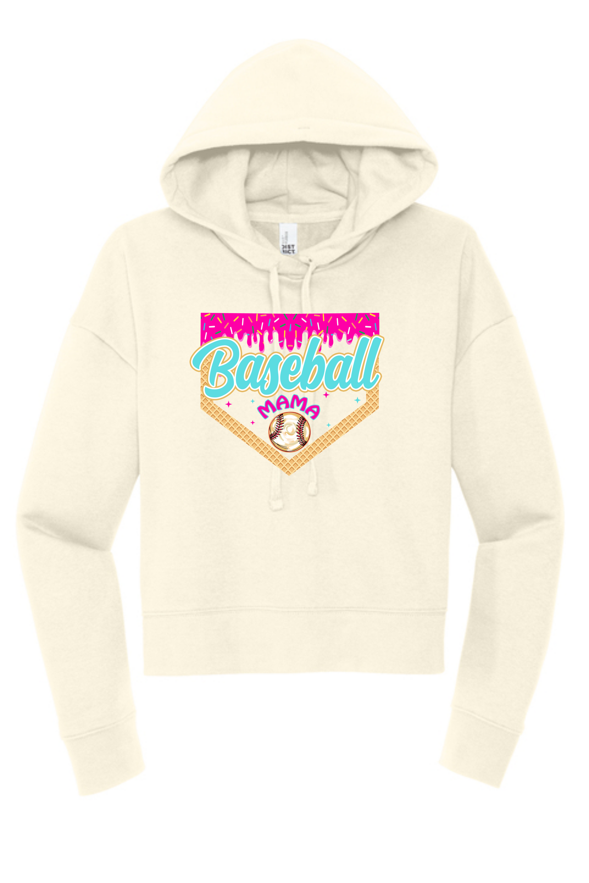 Light heather gray t-shirt with a pink-drip home plate graphic, blue 