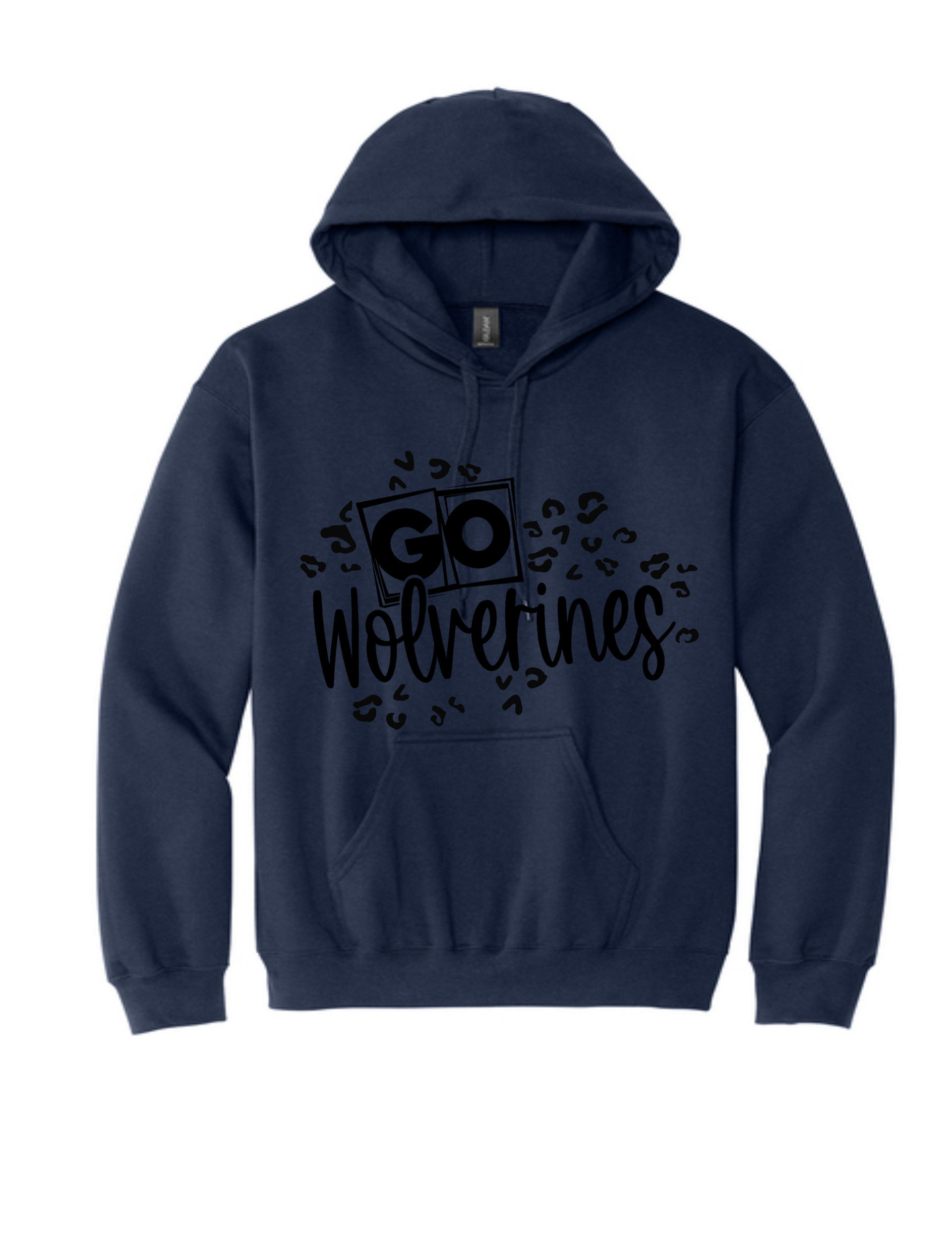 Navy blue hoodie with a black 
