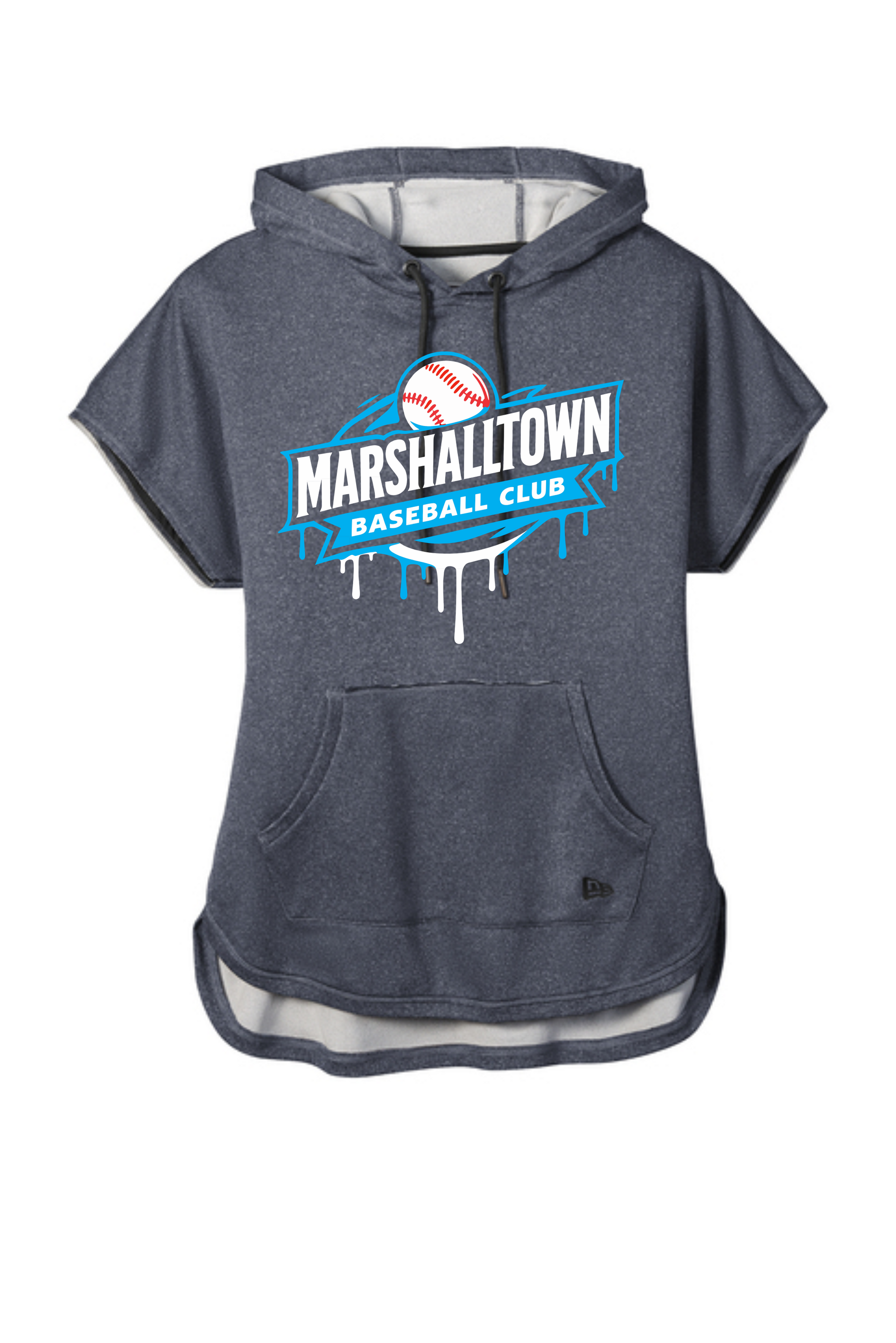 Short-sleeve charcoal hoodie with a 