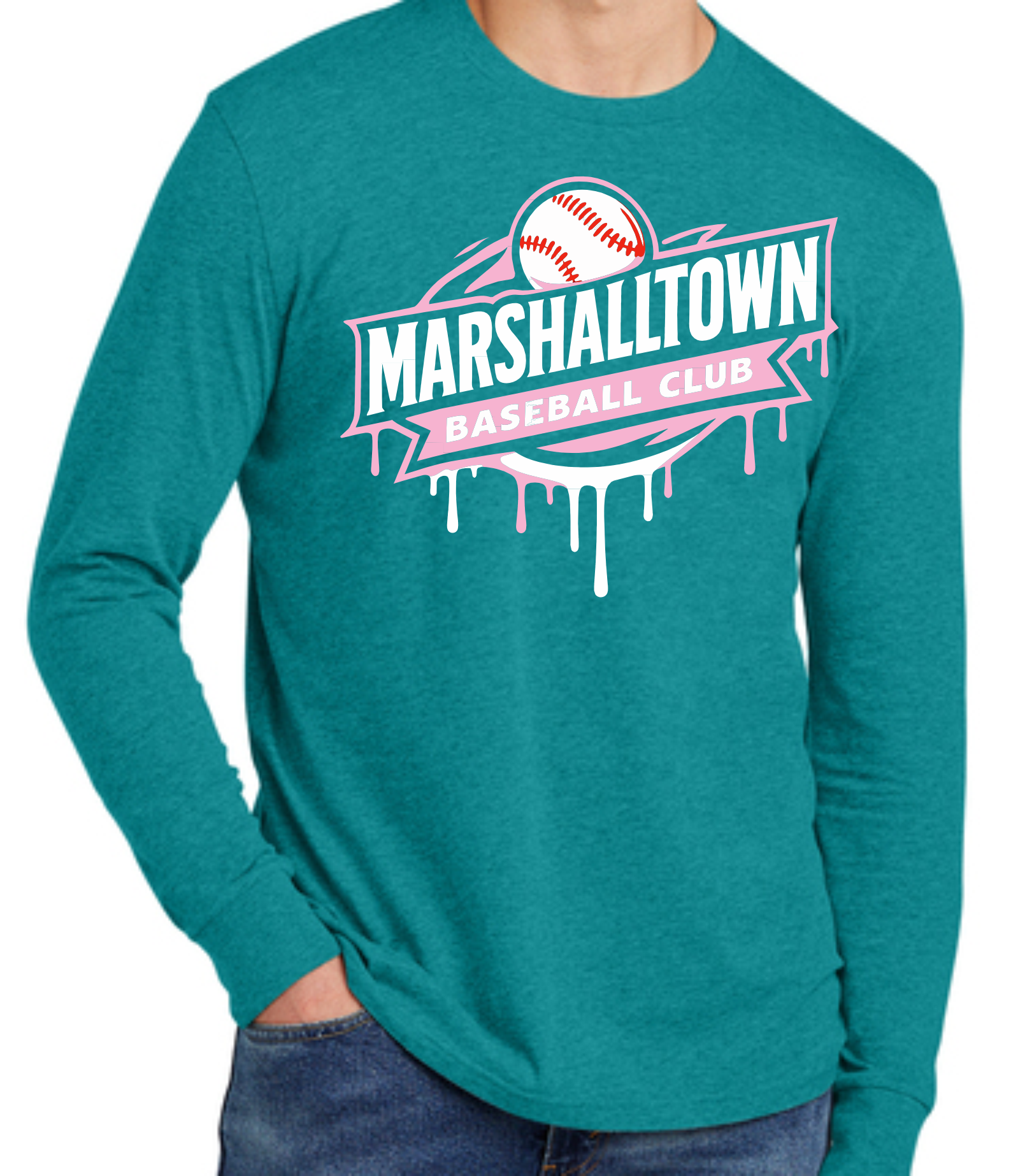 A teal t-shirt with a 
