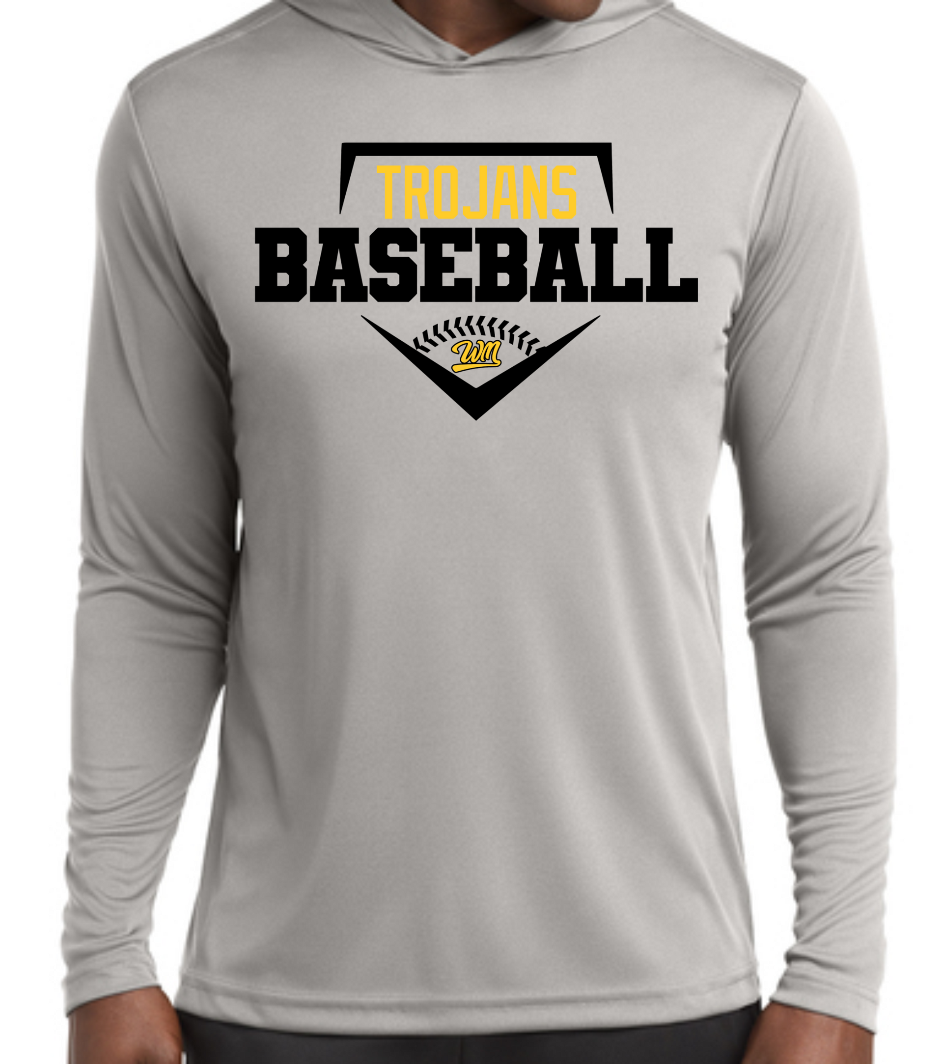 West Marshall Baseball Base Logo Hooded Long Sleeve