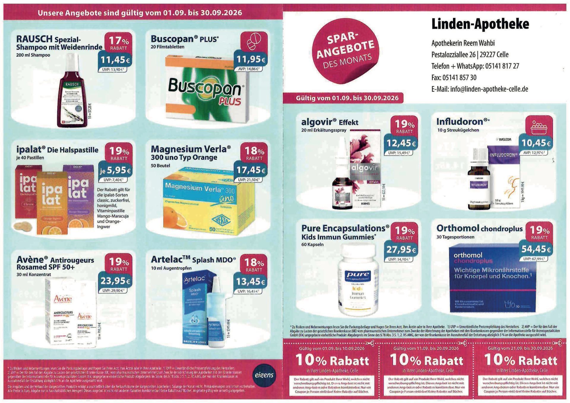 Linden Apotheke – Wochenangebot mit Medikamenten, Preisen und 10 % Rabatt