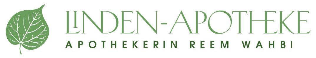Green leaf logo with the text &ldquo;LINDEN-APOTHEKE&rdquo; and &ldquo;APOTHEKERIN REEM WAHBI&rdquo;