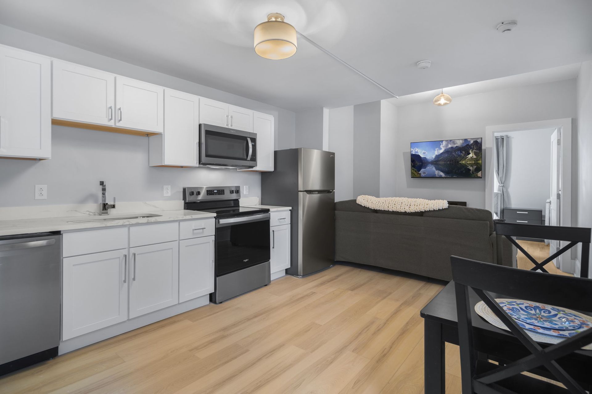 kitchen at 104 - apt 2 - modern living rentals Ithaca ny finger lakes cornell university cornell apartments housing students apt rental