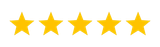 A row of five yellow stars on a white background.