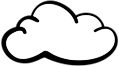 Black outline of a cloud icon on a white background