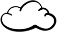 Black outlined cloud icon on a white background
