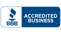 BBB Accredited Business logo, blue and white.