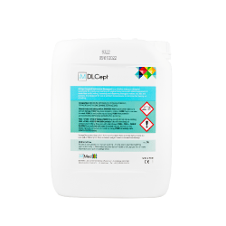 Bottle of iM Med iM DLCept detergent chemistry for endoscope and surgical instrument mechanical washing