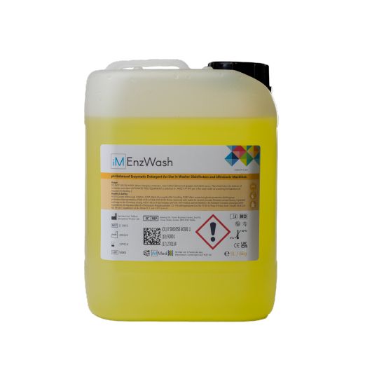 Bottle of iM Med's iM EnzWash pH balanced enzymatic detergent.