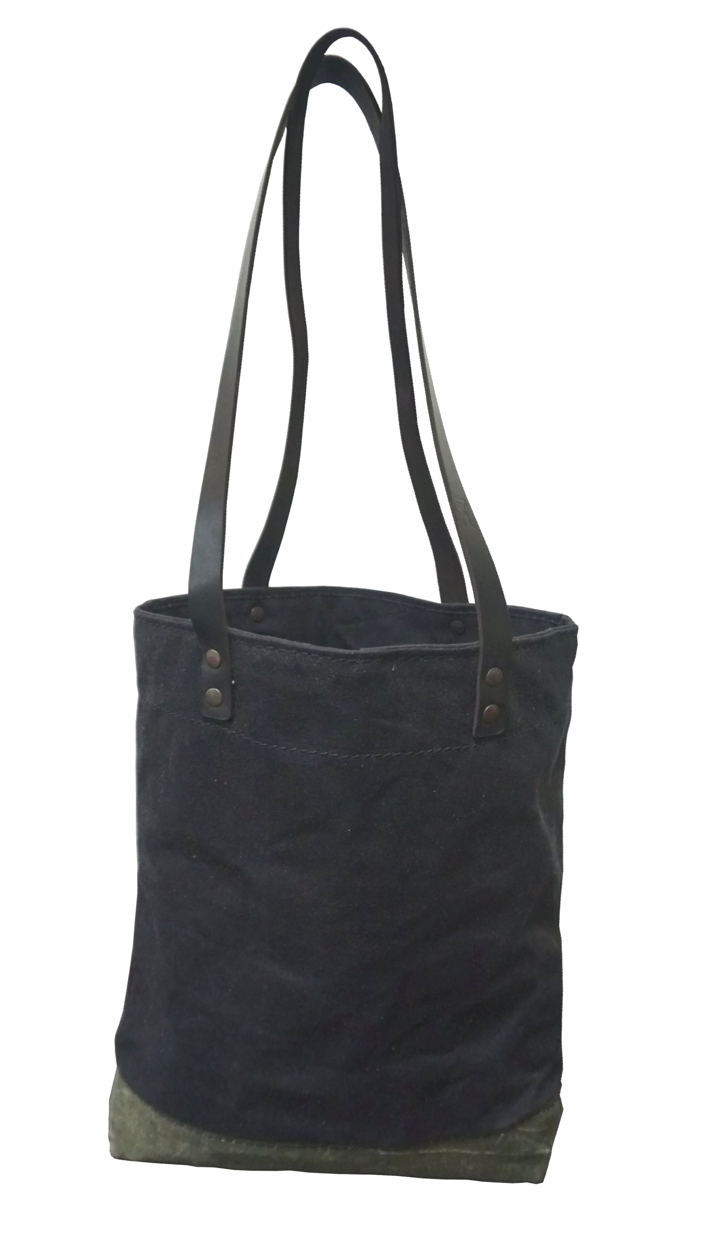 tote bag with leather carving tote bag- canvas tas- schoudertas